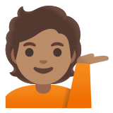 💁🏽 Personne Paume Vers Le Haut : Peau Légèrement Mate Emoji par Google