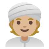 👳🏼 Person Wearing Turban: Medium-Light Skin Tone, Emoji by Google