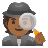 🕵🏾 Detektiv(in): Mitteldunkle Hautfarbe Emoji von Google