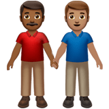 👨🏾‍🤝‍👨🏽 Händchen Haltende Männer: Mitteldunkle Hautfarbe, Mittlere Hautfarbe Emoji von Apple