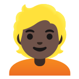 👱🏿 Person: Dunkle Hautfarbe, Blondes Haar Emoji von Google