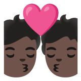 💏🏿 Sich Küssendes Paar: Dunkle Hautfarbe Emoji von Google
