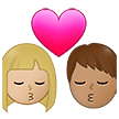 👩🏼‍❤️‍💋‍👨🏽 Kiss: Woman, Man, Medium-Light Skin Tone, Medium Skin Tone, Emoji by Samsung