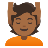 💆🏾 Person Getting Massage: Medium-Dark Skin Tone, Emoji by Google