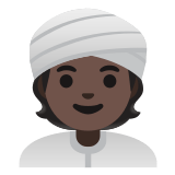 👳🏿 Person Wearing Turban: Dark Skin Tone, Emoji by Google
