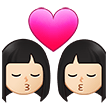 👩🏻‍❤️‍💋‍👩🏻 Kiss: Woman, Woman, Light Skin Tone, Emoji by Samsung