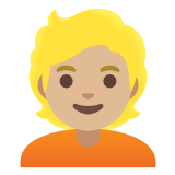👱🏼 Person: Medium-Light Skin Tone, Blond Hair, Emoji by Google