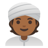👳🏾 Person Wearing Turban: Medium-Dark Skin Tone, Emoji by Google