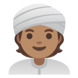 👳🏽 Person Wearing Turban: Medium Skin Tone, Emoji by Google