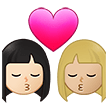 👩🏻‍❤️‍💋‍👩🏼 Kiss: Woman, Woman, Light Skin Tone, Medium-Light Skin Tone, Emoji by Samsung