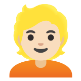 👱🏻 Person: Light Skin Tone, Blond Hair, Emoji by Google