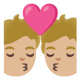 💏🏼 Kiss: Medium-Light Skin Tone, Emoji by Google