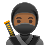 🥷🏾 Ninja: Mitteldunkle Hautfarbe Emoji von Google