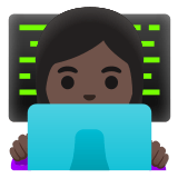 👩🏿‍💻 Woman Technologist: Dark Skin Tone, Emoji by Google
