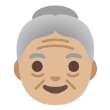👵🏼 Old Woman: Medium-Light Skin Tone, Emoji by Google