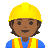 👷🏾 Bauarbeiter(in): Mitteldunkle Hautfarbe Emoji von Google