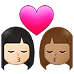👩🏻‍❤️‍💋‍👩🏽 Kiss: Woman, Woman, Light Skin Tone, Medium Skin Tone, Emoji by Samsung