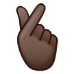 🫰🏿 Hand with Index Finger and Thumb Crossed: Dark Skin Tone, Emoji by Samsung