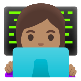 👩🏽‍💻 Woman Technologist: Medium Skin Tone, Emoji by Google