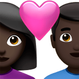 👩🏿‍❤️‍👨🏿 Couple with Heart: Woman, Man, Dark Skin Tone, Emoji by Apple