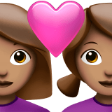 👩🏽‍❤️‍👩🏽 Couple with Heart: Woman, Woman, Medium Skin Tone, Emoji by Apple