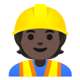 👷🏿 Bauarbeiter(in): Dunkle Hautfarbe Emoji von Google