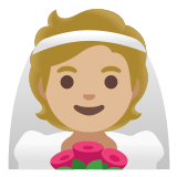 👰🏼 Personne Mariée Avec Voile : Peau Moyennement Claire Emoji par Google