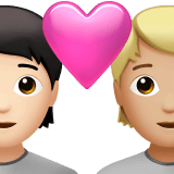 🧑🏻‍❤️‍🧑🏼 Couple with Heart: Person, Person, Light Skin Tone, Medium-Light Skin Tone, Emoji by Apple