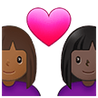 👩🏾‍❤️‍👩🏿 Couple with Heart: Woman, Woman, Medium-Dark Skin Tone, Dark Skin Tone, Emoji by Samsung