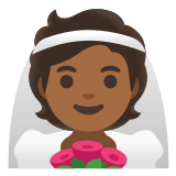 👰🏾 Person with Veil: Medium-Dark Skin Tone, Emoji by Google