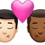 👨🏻‍❤️‍💋‍👨🏾 Kiss: Man, Man, Light Skin Tone, Medium-Dark Skin Tone, Emoji by Apple