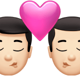 👨🏻‍❤️‍💋‍👨🏻 Kiss: Man, Man, Light Skin Tone, Emoji by Apple