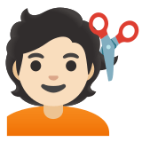 💇🏻 Person Getting Haircut: Light Skin Tone, Emoji by Google