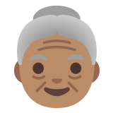 👵🏽 Пожилая Женщина: Средний Тон Кожи, смайлик от Google
