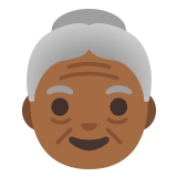 👵🏾 Пожилая Женщина: Темный Тон Кожи, смайлик от Google