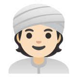👳🏻 Person Wearing Turban: Light Skin Tone, Emoji by Google