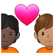 🧑🏿‍❤️‍🧑🏽 Couple with Heart: Person, Person, Dark Skin Tone, Medium Skin Tone, Emoji by Samsung