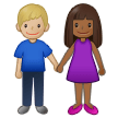 👩🏾‍🤝‍👨🏼 Woman and Man Holding Hands: Medium-Dark Skin Tone, Medium-Light Skin Tone, Emoji by Samsung