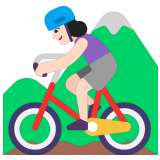 🚵🏻‍♀️ Woman Mountain Biking: Light Skin Tone, Emoji by Microsoft