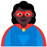🦸🏿‍♀️ Woman Superhero: Dark Skin Tone, Emoji by Microsoft