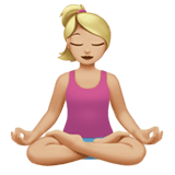 🧘🏼‍♀️ Woman in Lotus Position: Medium-Light Skin Tone, Emoji by Apple