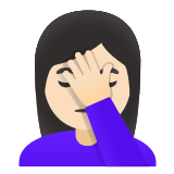 🤦🏻‍♀️ Femme Avec La Paume Sur Le Visage : Peau Claire Emoji par Google