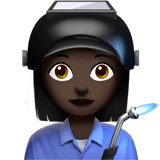 👩🏿‍🏭 Fabrikarbeiterin: Dunkle Hautfarbe Emoji von Apple