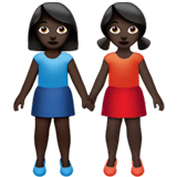 👭🏿 Women Holding Hands: Dark Skin Tone, Emoji by Apple