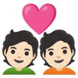💑🏻 Couple with Heart: Light Skin Tone, Emoji by Google