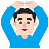 🙆🏻‍♂️ Mann Mit Händen Auf Dem Kopf: Helle Hautfarbe Emoji von Microsoft