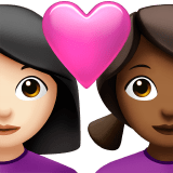👩🏻‍❤️‍👩🏾 Couple with Heart: Woman, Woman, Light Skin Tone, Medium-Dark Skin Tone, Emoji by Apple