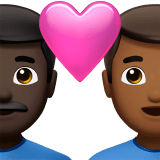 👨🏿‍❤️‍👨🏾 Couple with Heart: Man, Man, Dark Skin Tone, Medium-Dark Skin Tone, Emoji by Apple