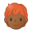 🧑🏾‍🦰 Erwachsener: Mitteldunkle Hautfarbe, Rotes Haar Emoji von Samsung