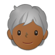 🧑🏾‍🦳 Erwachsener: Mitteldunkle Hautfarbe, Weißes Haar Emoji von Samsung